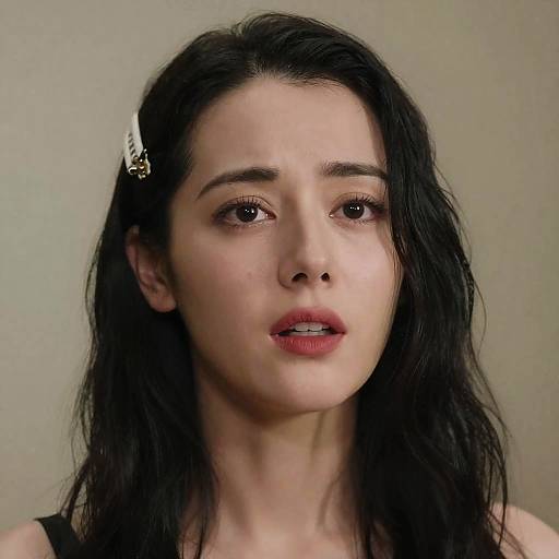 Expressive Close-Up of a Concerned Woman