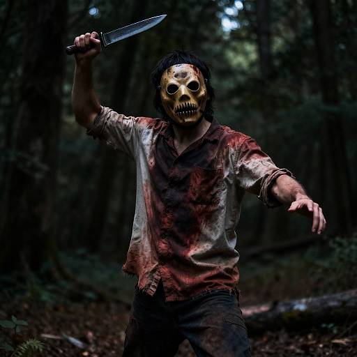 Haunting Figure in Dark Forest Setting