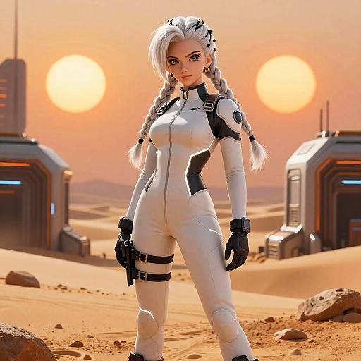 Anime Android 18 in Sci-Fi Desert
