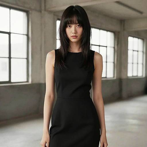 Young Woman with Baby Bangs in Loft