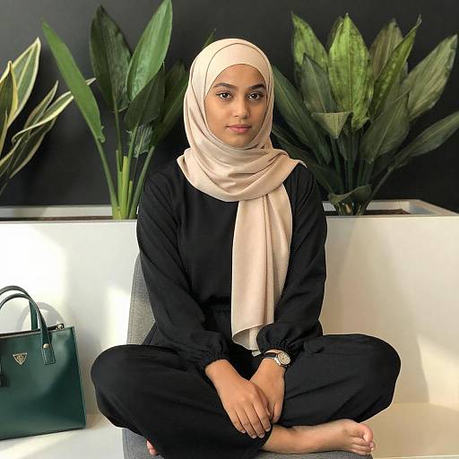 Portrait of Woman in Beige Hijab