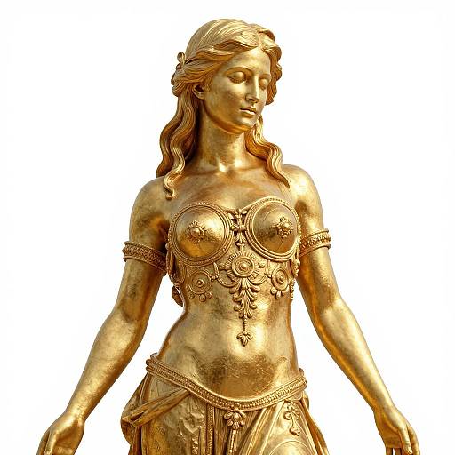 Golden Classical Female Statue Digital Art