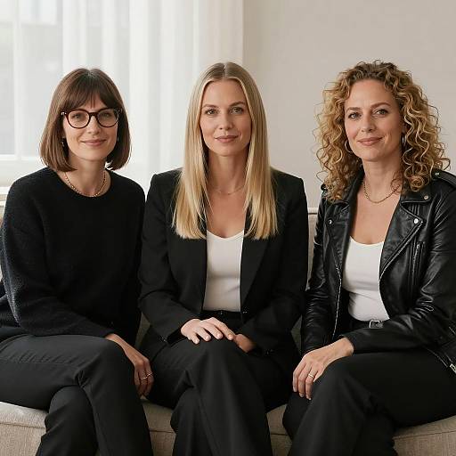 Three Women Relaxing on a Couch