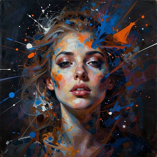 Abstract Splatter Portrait of Woman