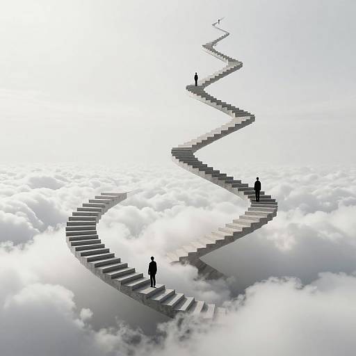 Surreal City with Infinite Staircases