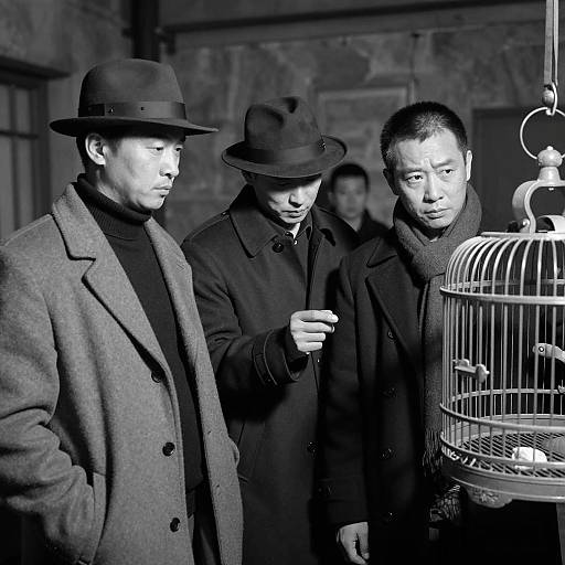 Mysterious Trio in Dim Light