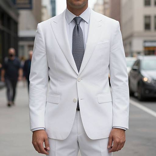 Man in White Suit in City