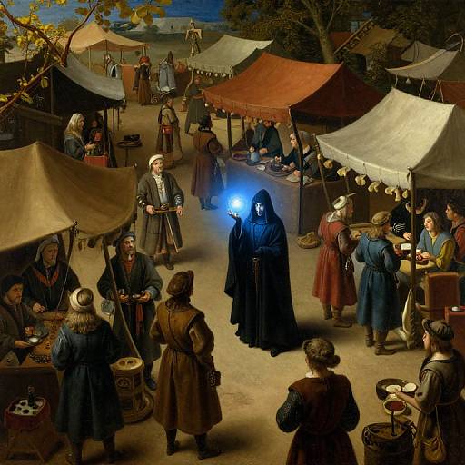 Medieval Market with Mystical Glow