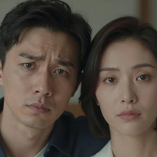 Close-up Portrait of Concerned Man and Neutral Woman