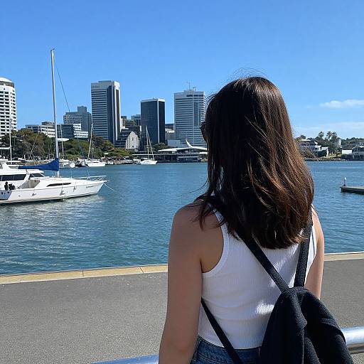Woman Relaxing by Newcastle Waterfront