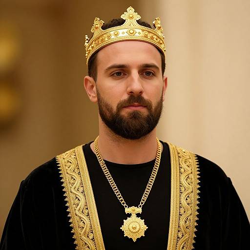 Bearded King in Regal Attire