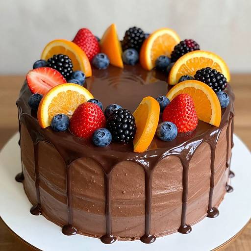 Chocolate Icing with Fresh Fruit Cake