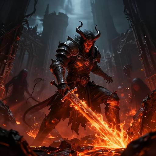 Demonic Warrior in Gothic Ruins
