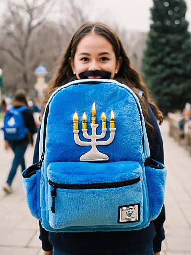 Blue Chanukah Plush Girl with Backpack