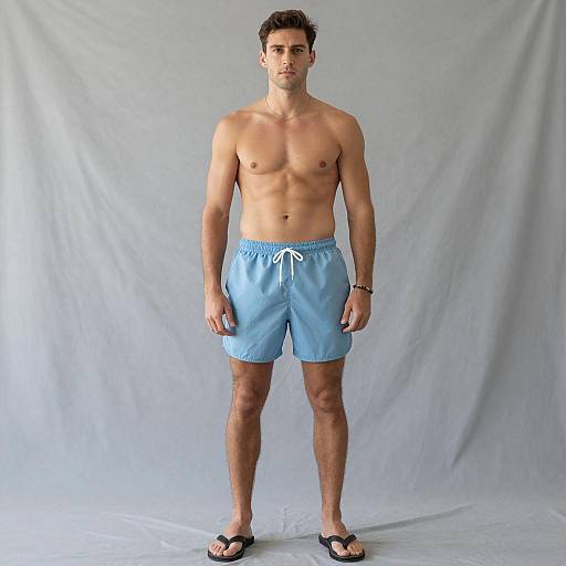 Fit Man in Light Blue Athletic Shorts