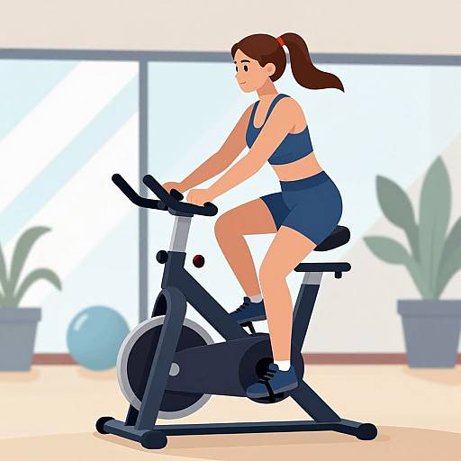 Sporty Woman Exercising on Bicycle