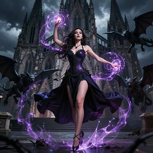 Graceful Sorceress in Gothic Storm