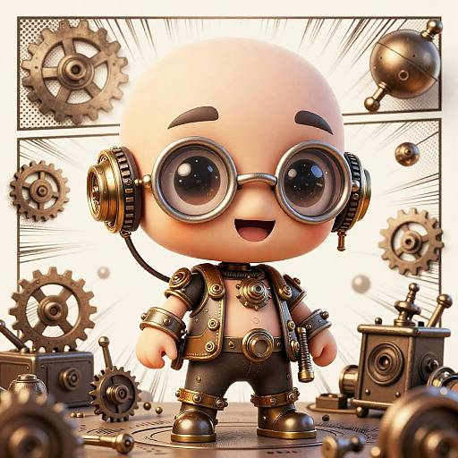 Cheerful Chibi Steampunk Inventor