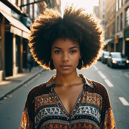 Bohemian Afro Street Fashion Portrait