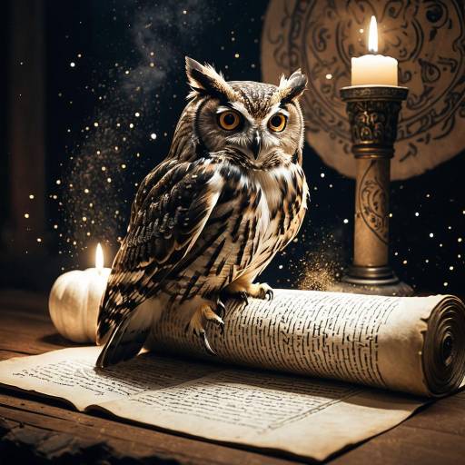 Whimsical Owl on an Ancient Scroll Whimsical Owl on an Ancient Scroll
