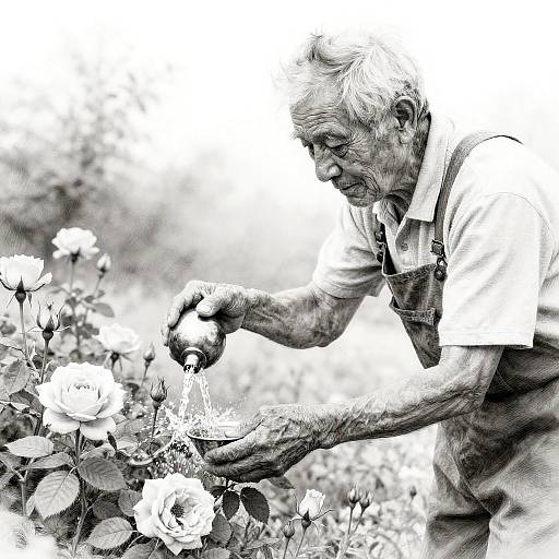 Emotional Elderly Gardener Sketch