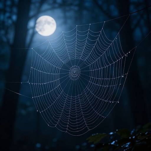 Mystical Forest Web Under Moonlight