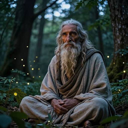 Elderly Mystic in Twilight Forest