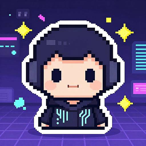 Chibi Cyber Hacker Pixel Art
