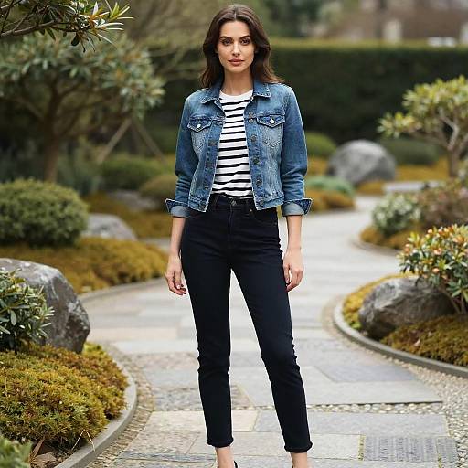 Slim Woman at Serene Zen Garden