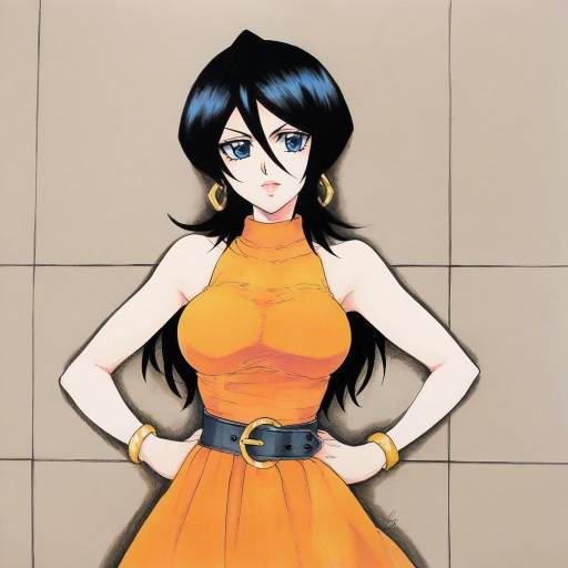 Anime Woman in Orange Dress Illustration