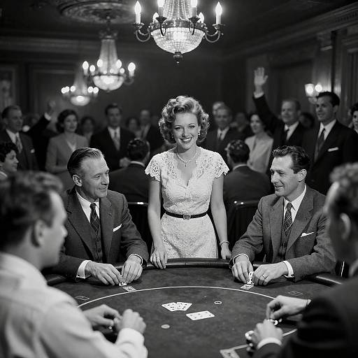 Lively Midcentury Poker Night With Crowd