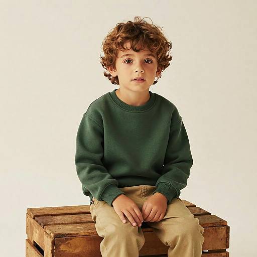 Portrait of Young Boy in Vintage Studio