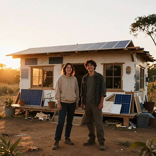 Off-Grid Earthship Homesteaders at Sunrise