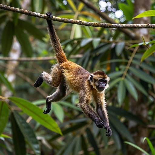 Monkey Swinging in Tropical Rainforest