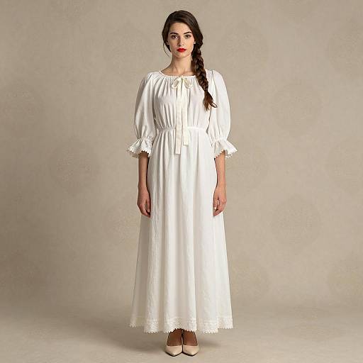 Woman in Victorian-Style White Dress