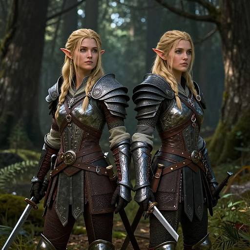 Elven Warrior Twins in Forest