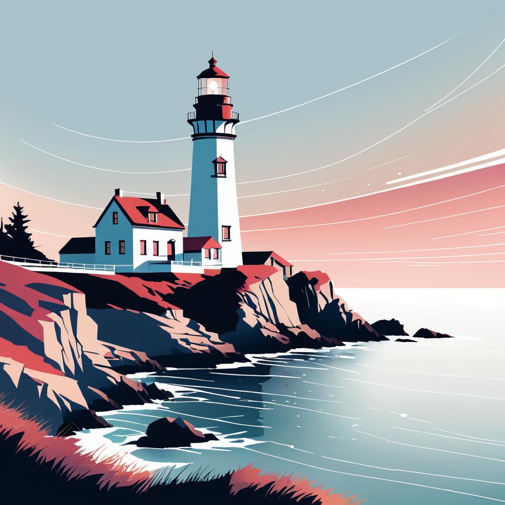 Serene Lighthouse on Cliffside Illustration