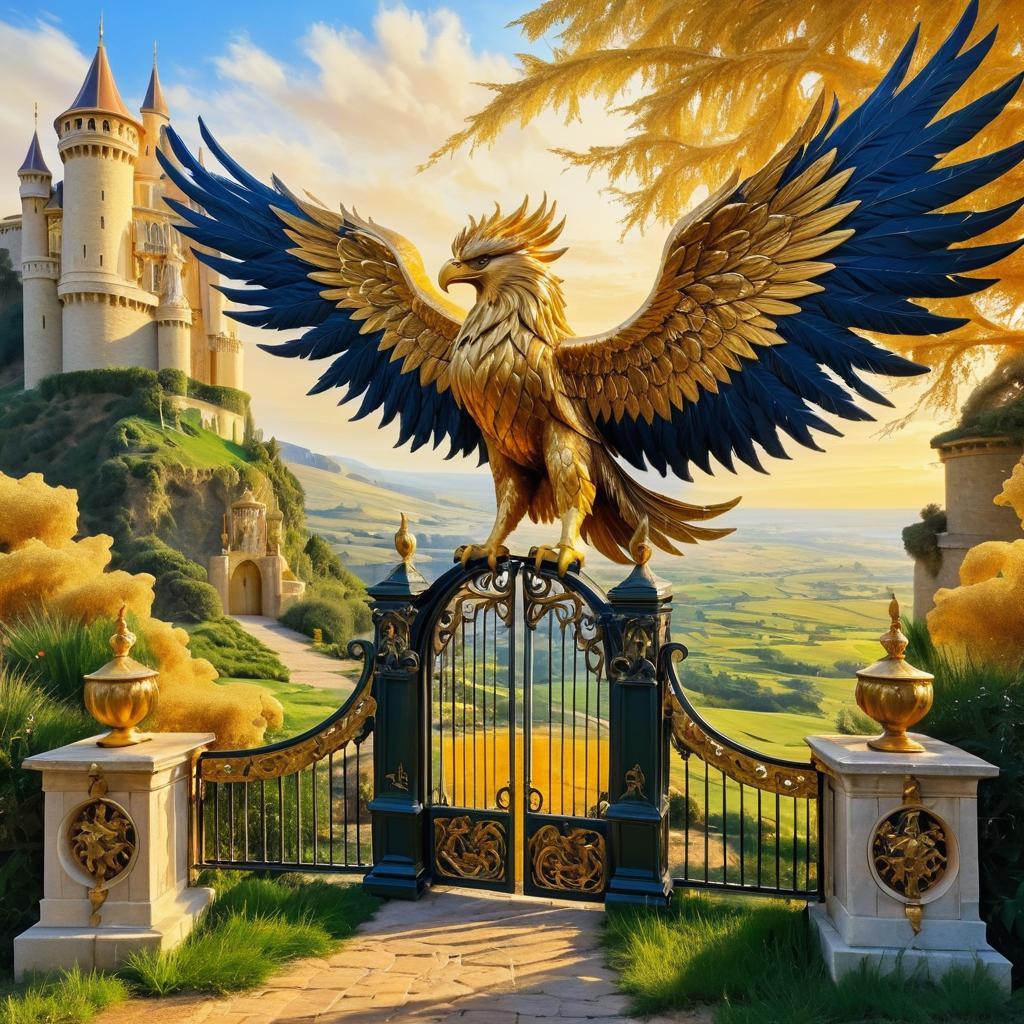 Majestic Griffin Guardian at Castle Gate