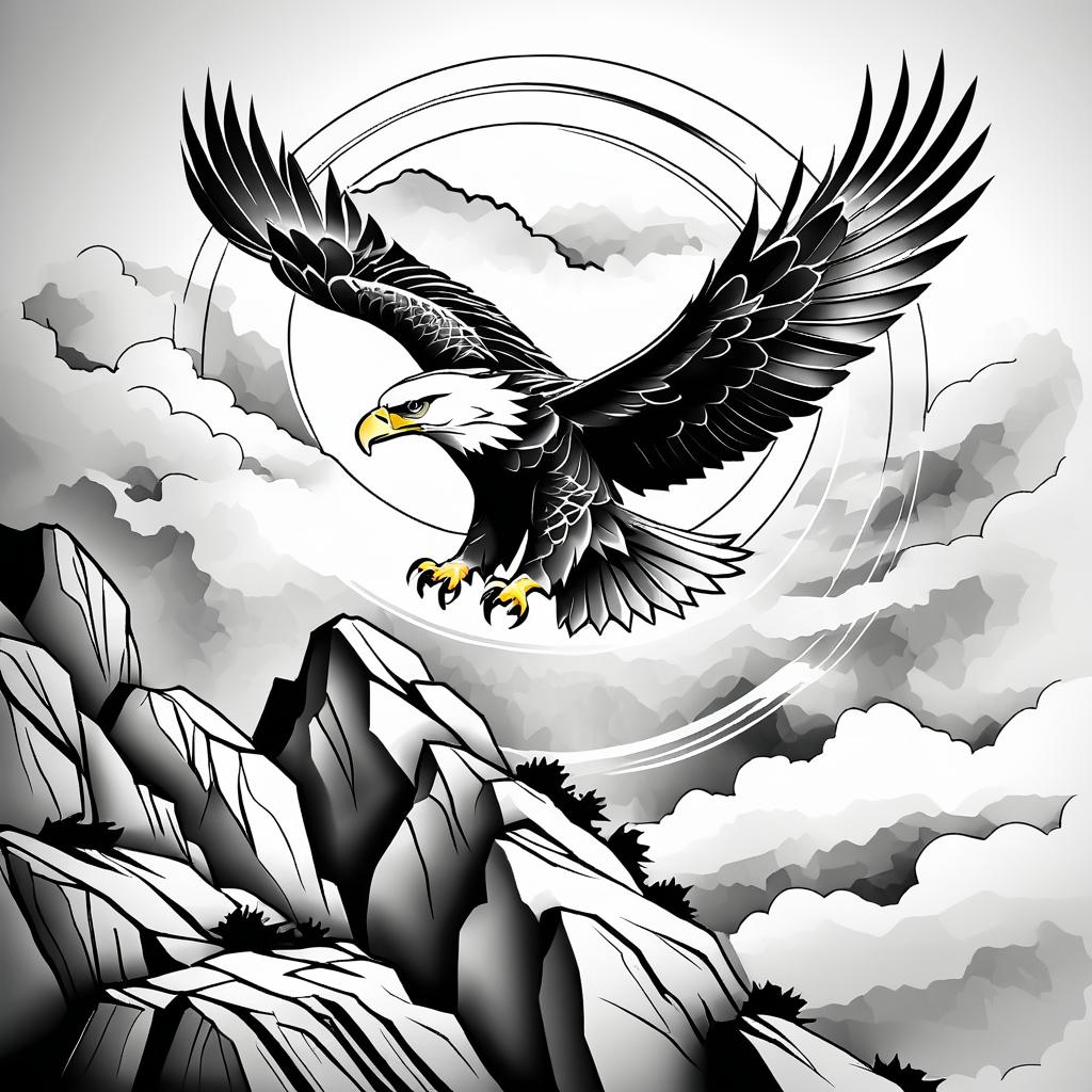 Bold Eagle Tattoo Sketch on Cliff