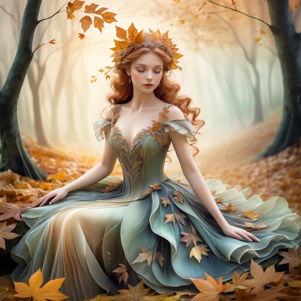 Elegant Fairy in Autumn Leaf Glade