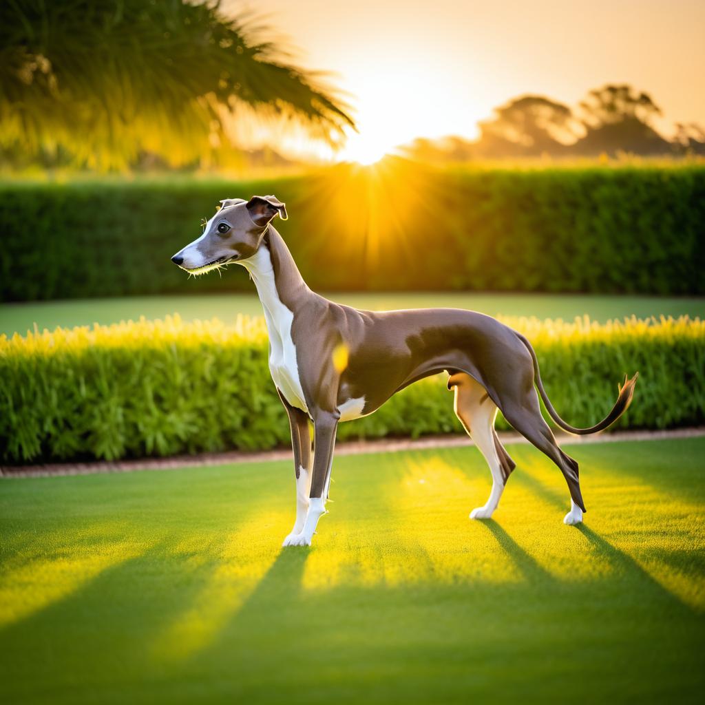 Elegant Italian Greyhound at Sunset