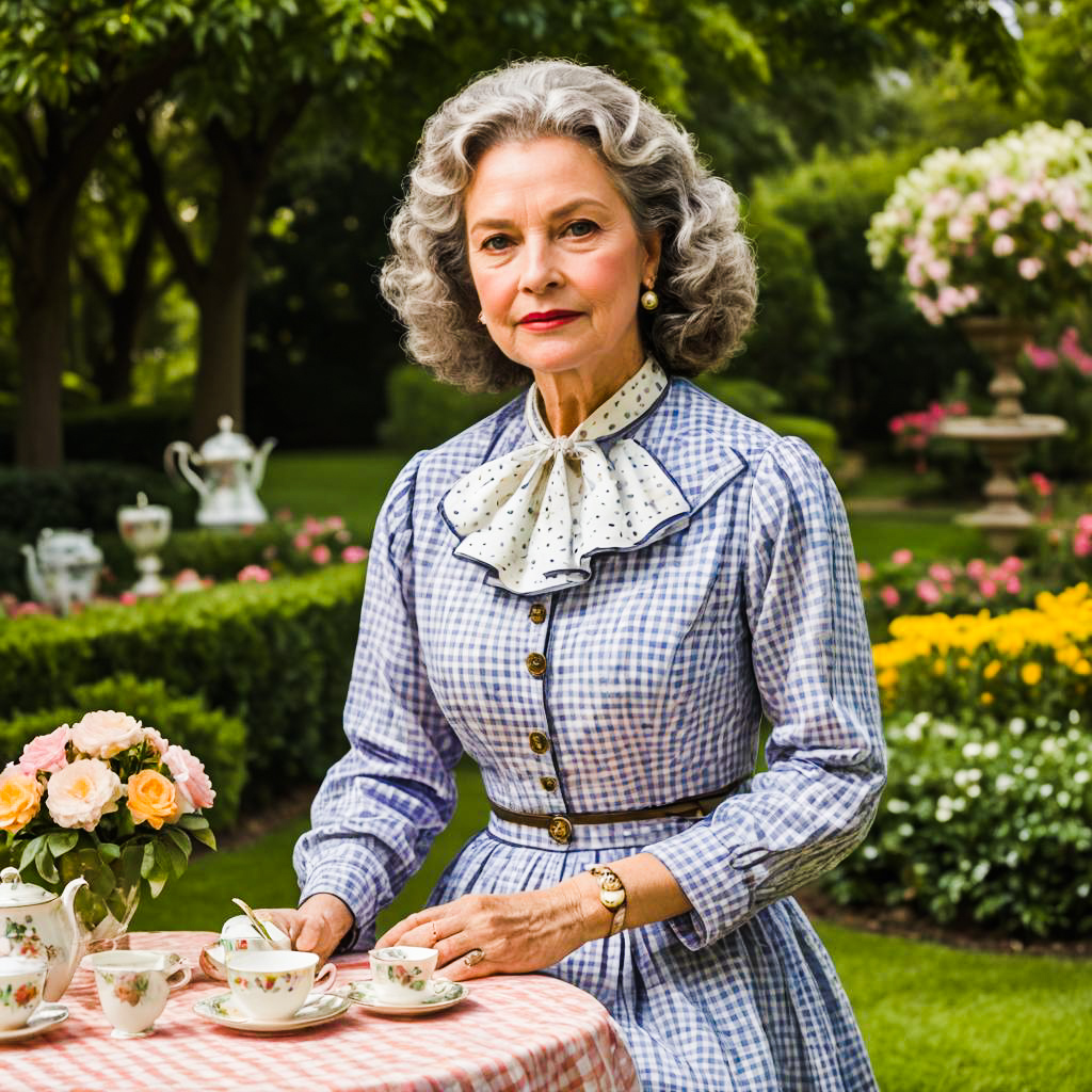 Elegant Vintage Woman at a Tea Party