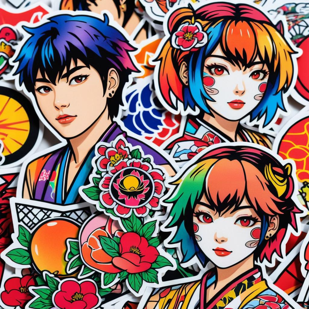 Japanese Tattoo Style Sticker Pack Art