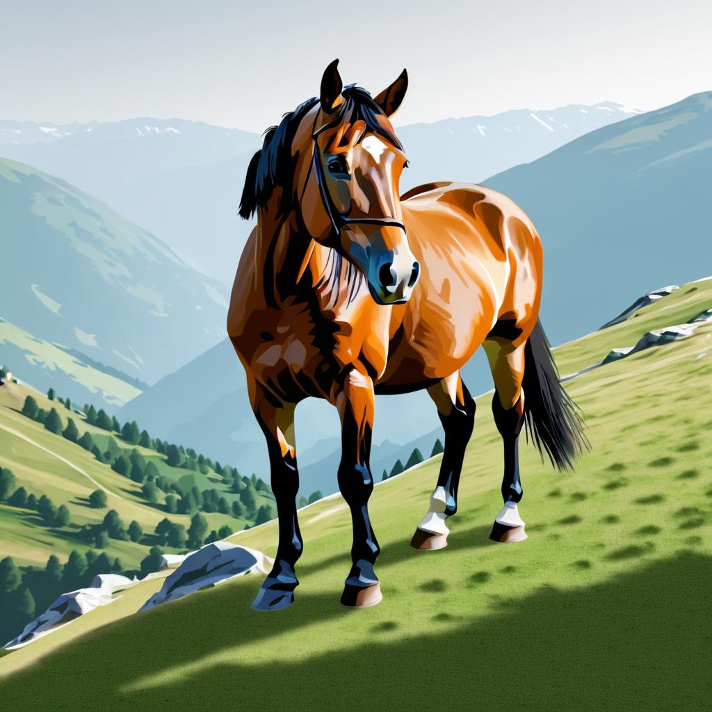 Majestic Horse Portrait on Mountain