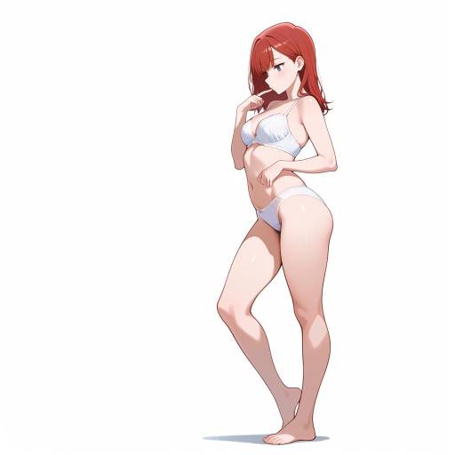 Thoughtful Red-Haired Woman in Underwear Thoughtful Red-Haired Woman in Underwear