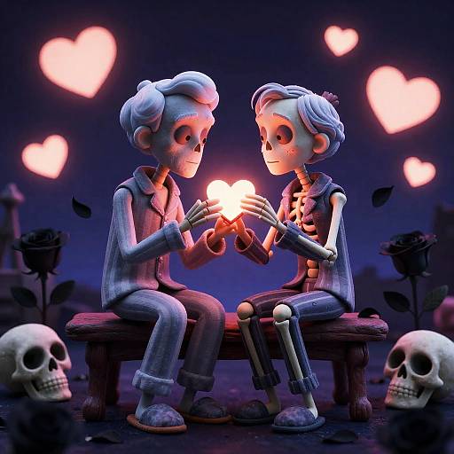 Nightmare Before Valentine's: Elderly Skeleton Couple
