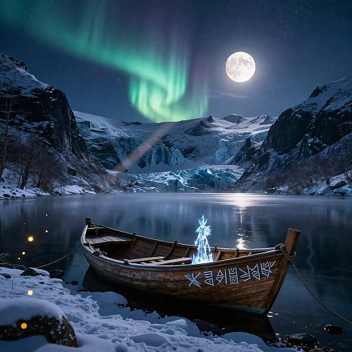 Mythical Icy Fjord Nightscape