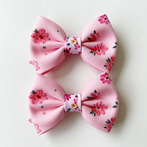 Pink Floral Cotton Bow Hair Clips