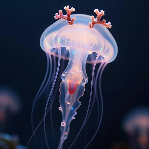 Bioluminescent Jellyfish with Coral Tiara