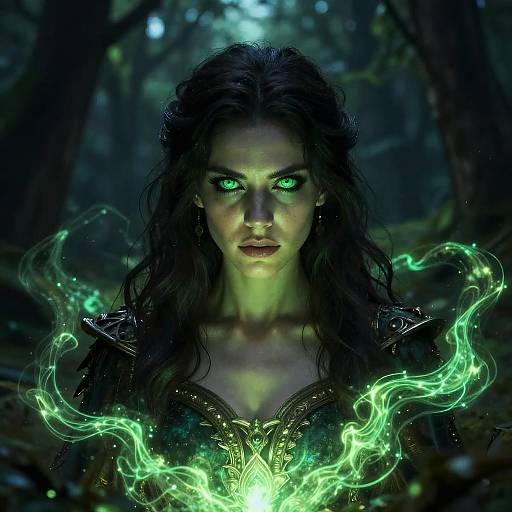 Envious Woman in Mystical Forest